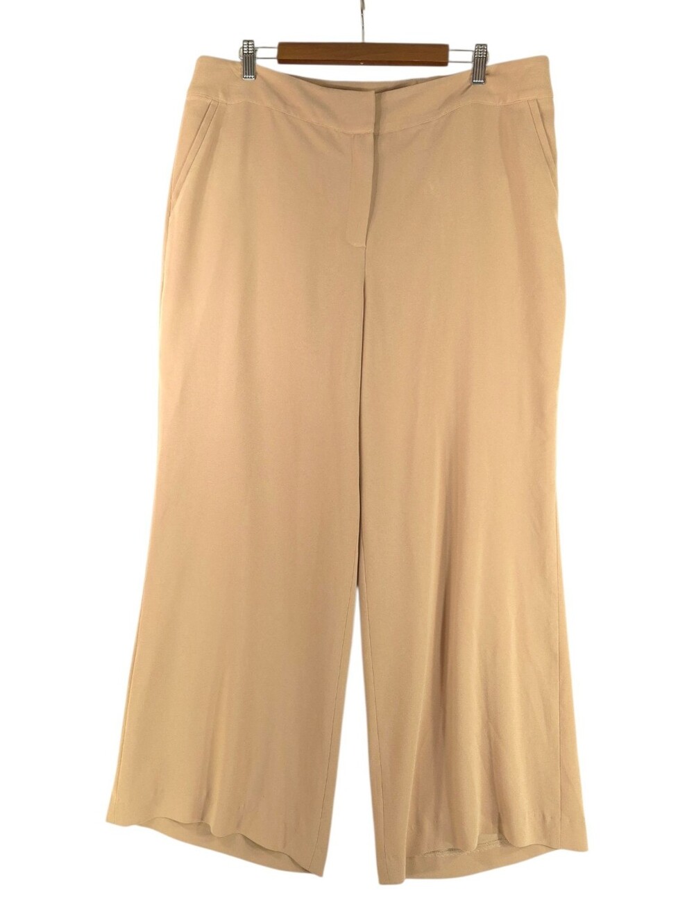 Black Label By Chico's Womens Wide Leg Dress Pants Almond Beige Crepe - Sz XL/18